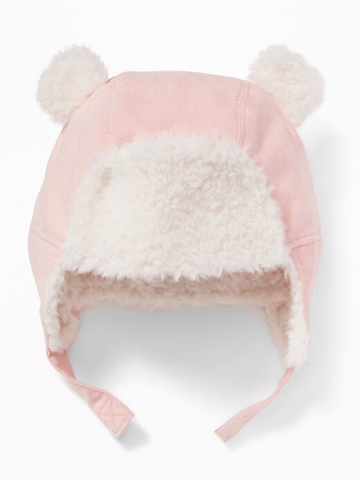 View large product image 1 of 1. Faux-Suede Sherpa-Trim Trapper Hat for Baby
