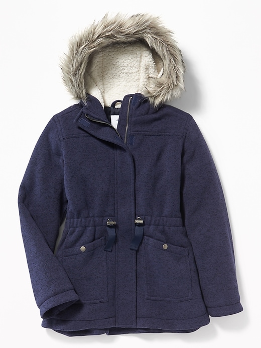View large product image 1 of 1. Sweater-Fleece Hooded Parka for Girls