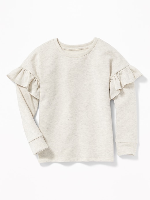 View large product image 1 of 2. Relaxed Ruffle-Trim Sweater for Girls