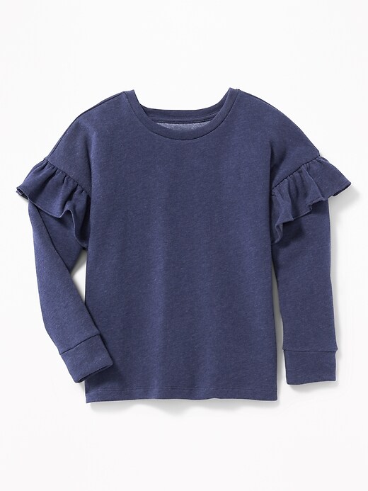 View large product image 1 of 1. Relaxed Ruffle-Trim Sweater for Girls