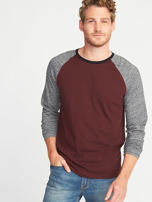 Soft-Washed Color-Blocked Raglan Tee for Men
