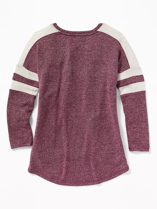 View large product image 2 of 3. Relaxed Striped-Sleeve Scoop-Neck Top for Girls