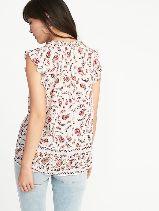 Relaxed Flutter-Sleeve Button-Front Blouse for Women | Old Navy