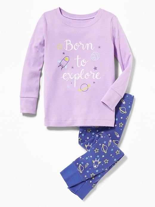 View large product image 1 of 1. "Born to Explore" Rocket-Print Sleep Set for Toddler & Baby