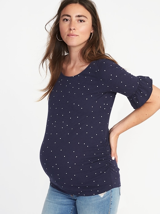 View large product image 1 of 5. Maternity Fitted Boat-Neck Top