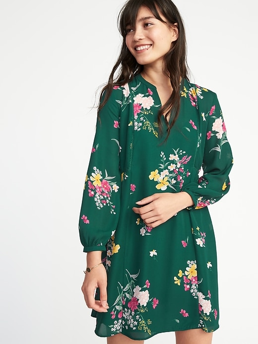 Image number 3 showing, Floral-Print Georgette Swing Dress for Women