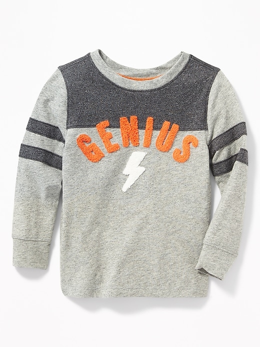View large product image 1 of 2. Graphic Pieced-Stripe Football Tee for Toddler Boys