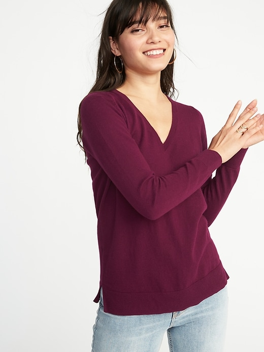 Image number 1 showing, Lightweight V-Neck Sweater for Women