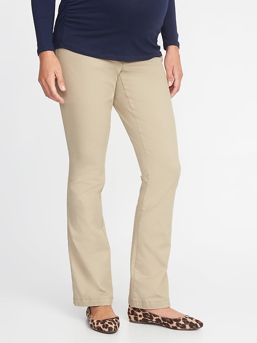 View large product image 1 of 3. Maternity Side-Panel Everyday Boot-Cut Khakis