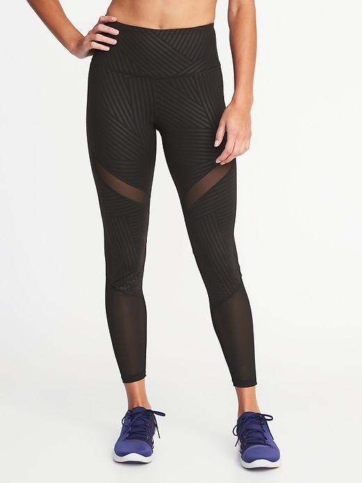 View large product image 1 of 3. High-Rise Mesh-Trim 7/8-Length Elevate Compression Leggings for Women