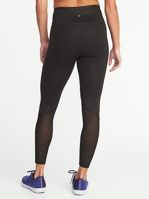 View large product image 2 of 3. High-Rise Mesh-Trim 7/8-Length Elevate Compression Leggings for Women