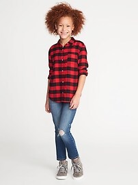 View large product image 3 of 3. Boyfriend Button-Front Plaid Tunic for Girls