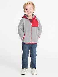 View large product image 3 of 4. Hooded Color-Block Sherpa Jacket for Toddler Boys