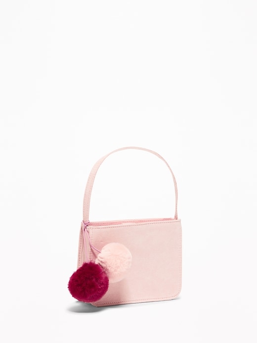 View large product image 1 of 1. Sueded Pom-Pom Purse for Toddler Girls