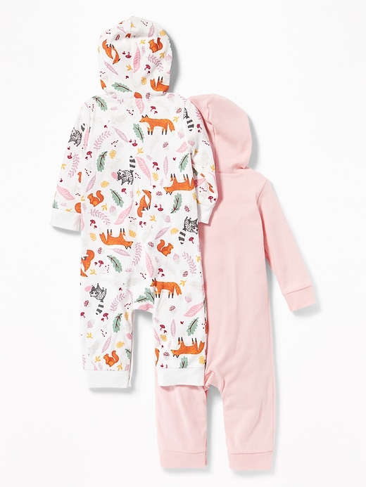View large product image 2 of 2. 2-Pack Fox-Graphic Hooded One-Piece for Baby