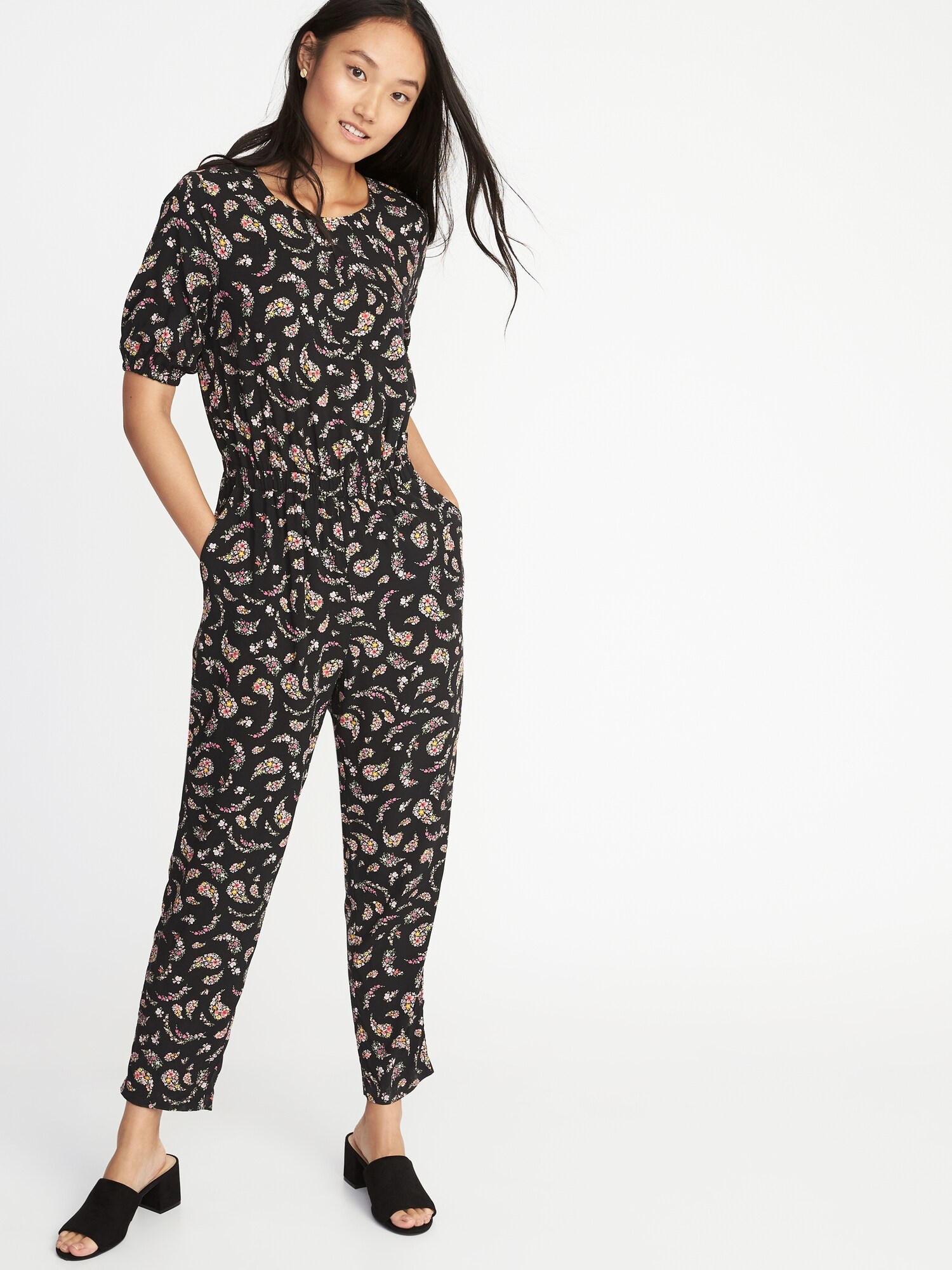 Waist-Defined Cross-Back Jumpsuit for Women | Old Navy