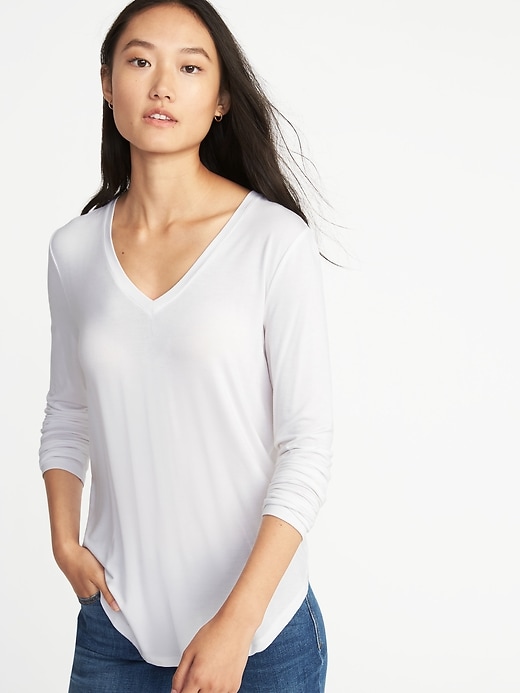 View large product image 1 of 1. Luxe V-Neck Tee for Women