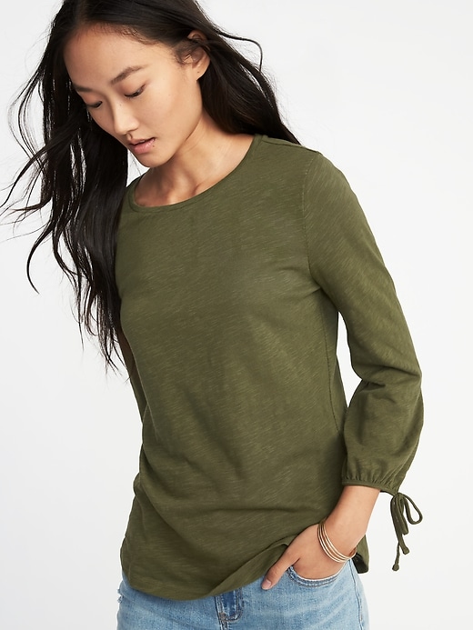 View large product image 1 of 1. Relaxed Cinched-Sleeve Top for Women