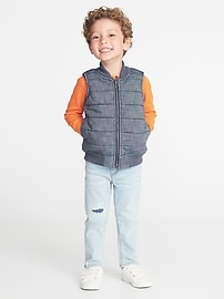 View large product image 3 of 4. Quilted Chambray Vest for Toddler Boys