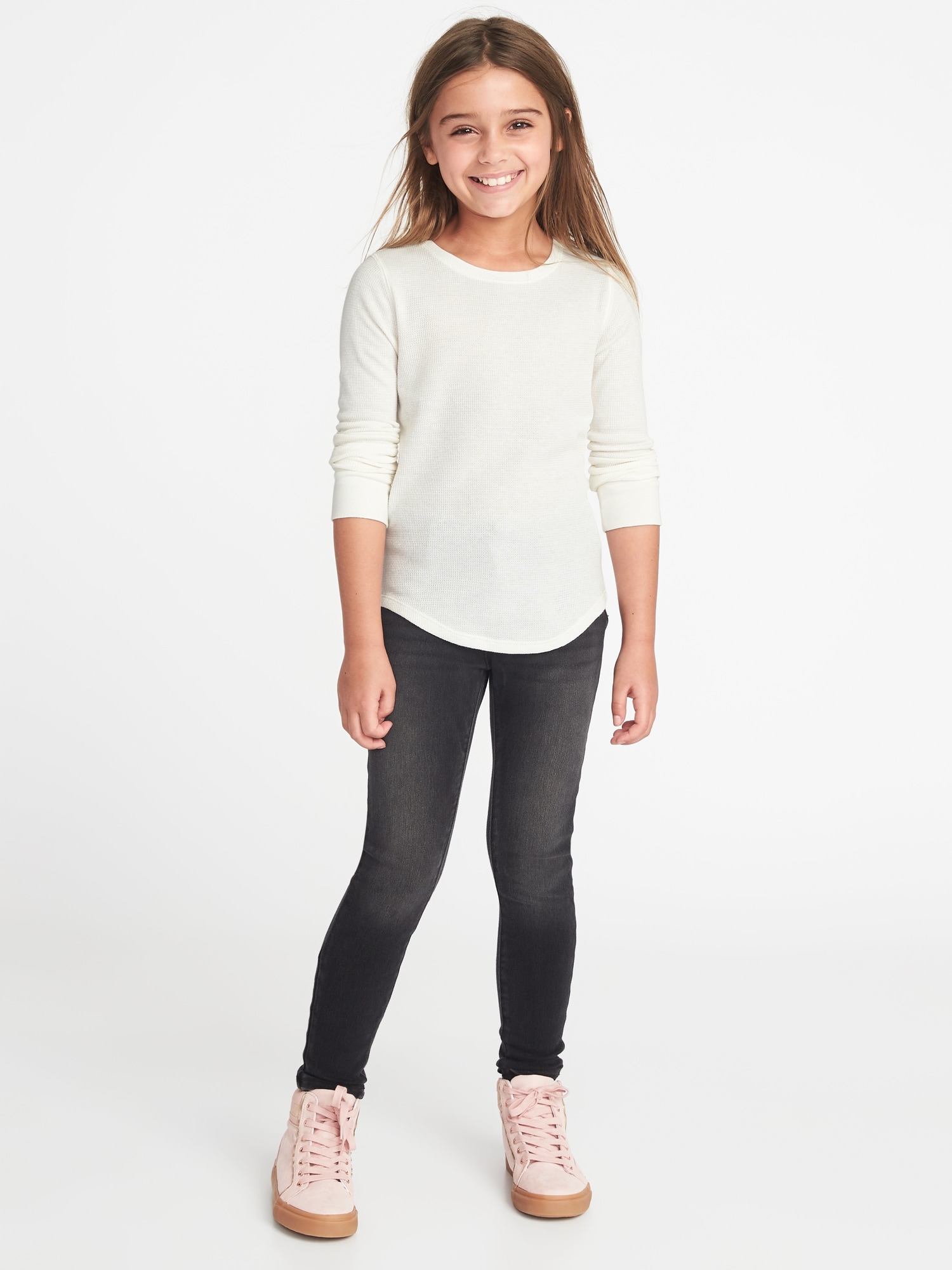 Solid Thermal Crew-Neck Tee for Girls | Old Navy