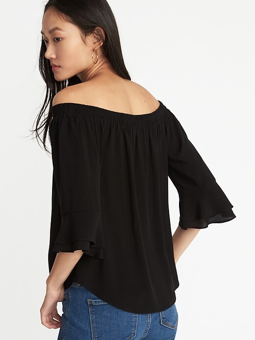 Relaxed Off-the-Shoulder Ruffle-Sleeve Top for Women | Old Navy