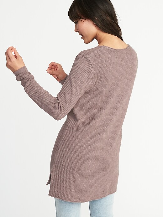 Image number 2 showing, Textured V-Neck Tunic Sweater for Women