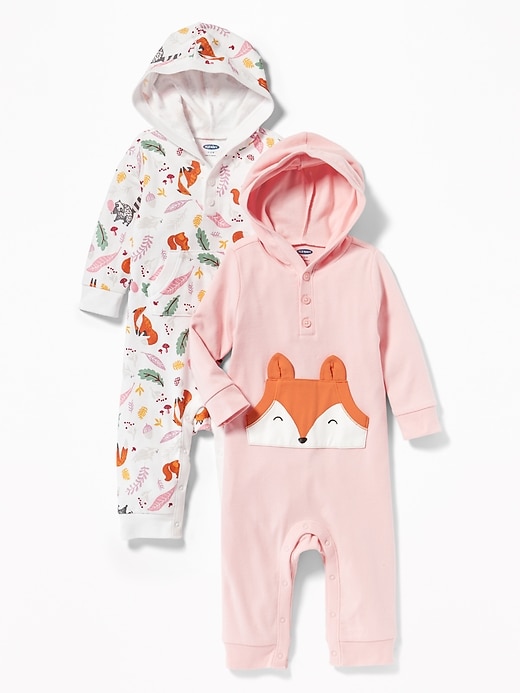 View large product image 1 of 2. 2-Pack Fox-Graphic Hooded One-Piece for Baby