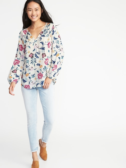 Image number 3 showing, Relaxed Floral-Print Blouse for Women
