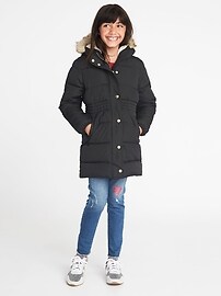 View large product image 3 of 3. Frost-Free Long Hooded Puffer Jacket for Girls