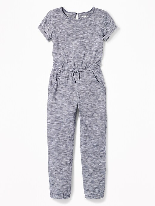 View large product image 1 of 3. Short-Sleeve Jersey Jumpsuit for Girls