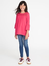View large product image 3 of 3. Lace-Yoke A-Line Top for Girls