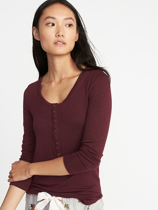 View large product image 1 of 1. Slim-Fit Luxe Soft-Spun Henley for Women