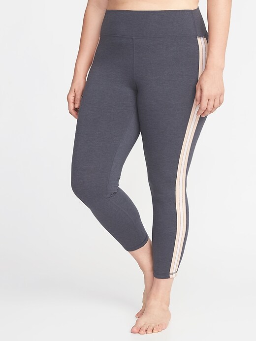 View large product image 1 of 2. High-Rise Side-Stripe Plus-Size 7/8-Length Yoga Leggings