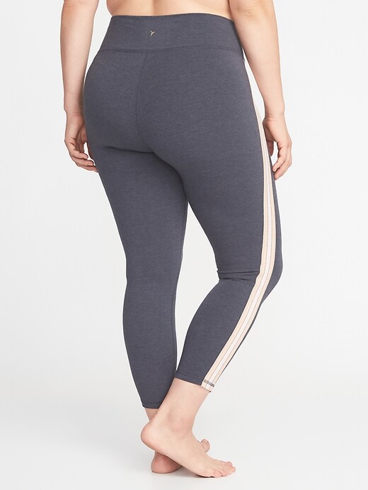 View large product image 2 of 2. High-Rise Side-Stripe Plus-Size 7/8-Length Yoga Leggings