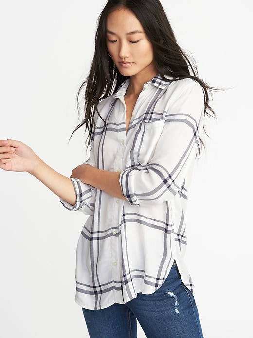 Image number 1 showing, Relaxed Classic Soft-Brushed Twill Shirt for Women