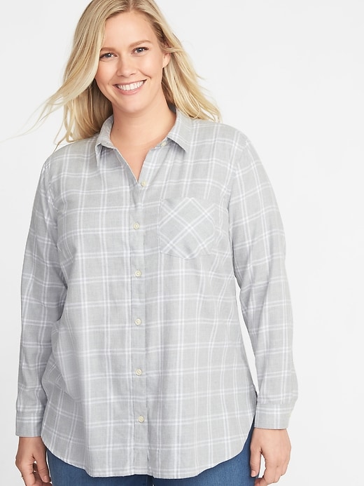 View large product image 1 of 1. Classic Plaid No-Peek Plus-Size Twill Shirt