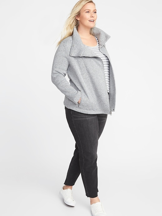 Image number 3 showing, Sweater-Fleece Plus-Size Moto Jacket