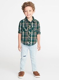 View large product image 3 of 4. Plaid Flannel Pocket Shirt for Toddler Boys