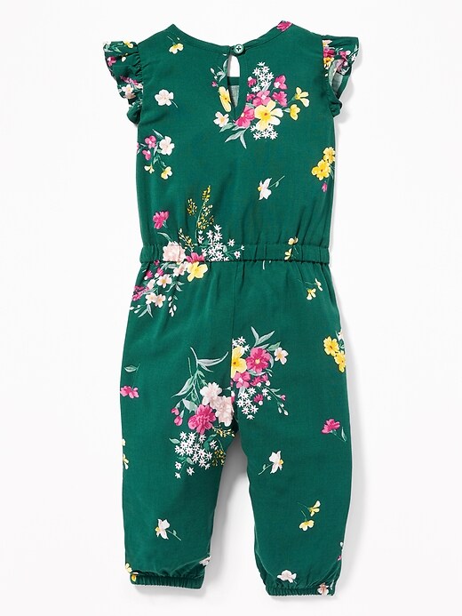 View large product image 2 of 2. Ruffle-Trim Floral Romper for Baby