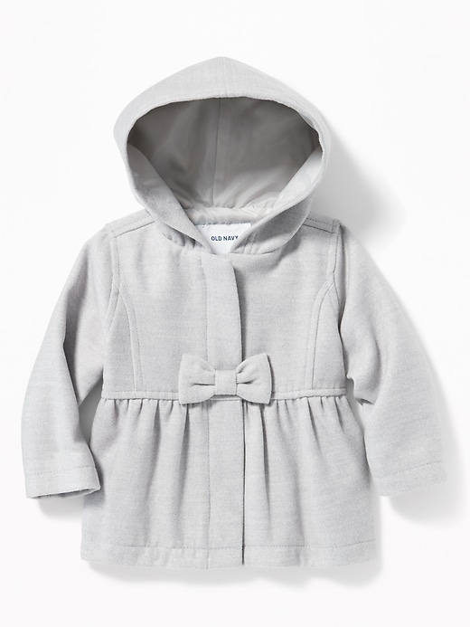 View large product image 1 of 2. Hooded Bow-Front Velour Coat for Baby