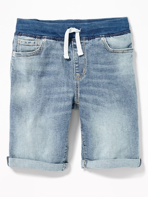 View large product image 1 of 3. Karate Rib-Knit Waist Jean Shorts For Boys