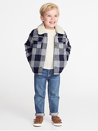 View large product image 3 of 4. Sherpa-Lined Plaid Shirt Jacket for Toddler Boys
