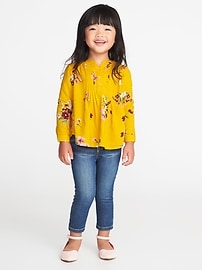 View large product image 3 of 4. Mandarin-Collar Pintuck Tunic for Toddler Girls
