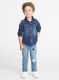 View large product image 3 of 4. 24/7 Denim Pocket Shirt for Toddler Boys