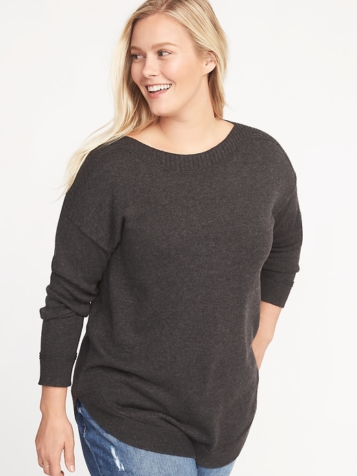 Image number 1 showing, Plus-Size Curved-Hem Sweater
