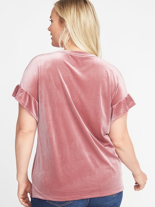 Image number 2 showing, Plus-Size Ruffle-Sleeve Velvet Top