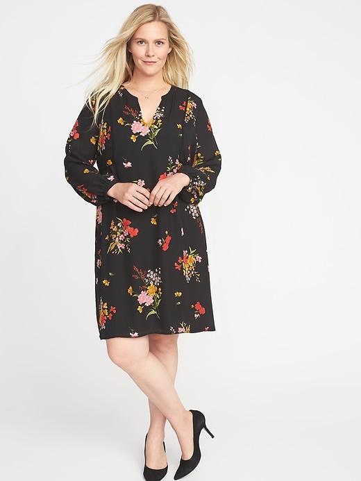 View large product image 1 of 1. Georgette Plus-Size Swing Dress