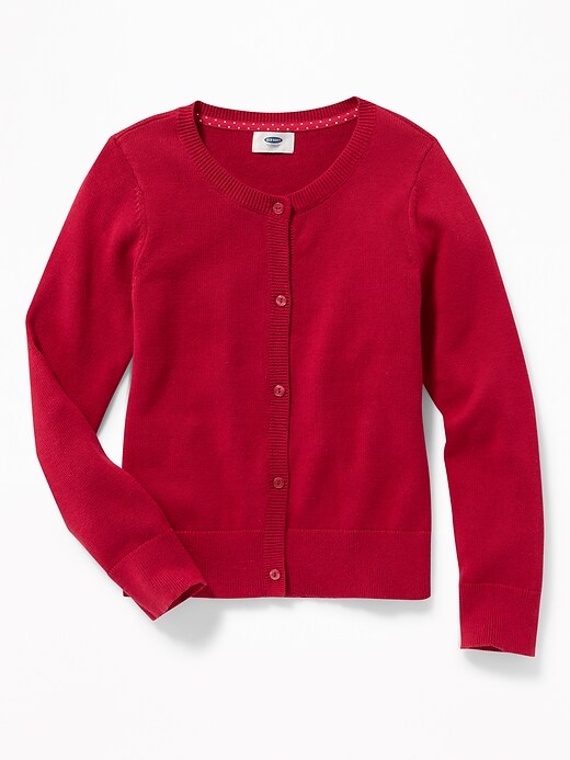 View large product image 1 of 1. Uniform Crew-Neck Cardi for Girls