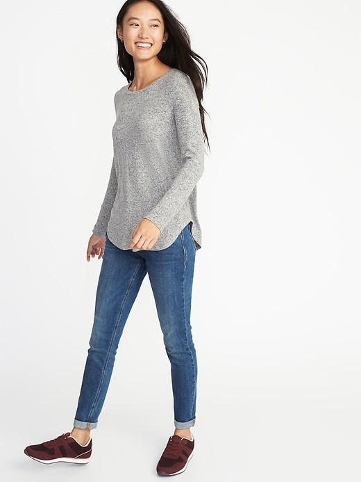 Image number 3 showing, Relaxed Plush-Knit Tee for Women