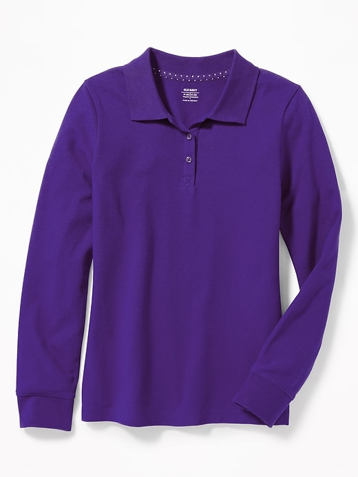 View large product image 1 of 1. Long-Sleeve Uniform Pique Polo for Girls